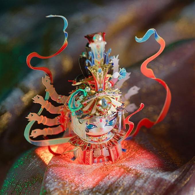 MU 3D Metal Puzzles Assembling Buddhist Kwan Yin Statue Kitty Cat Figures, Zen Gift Cultural Relic Replicas The Flying Apsaras Metal Model Kits Building, Hobby Collectables Presents Home Desk Decor