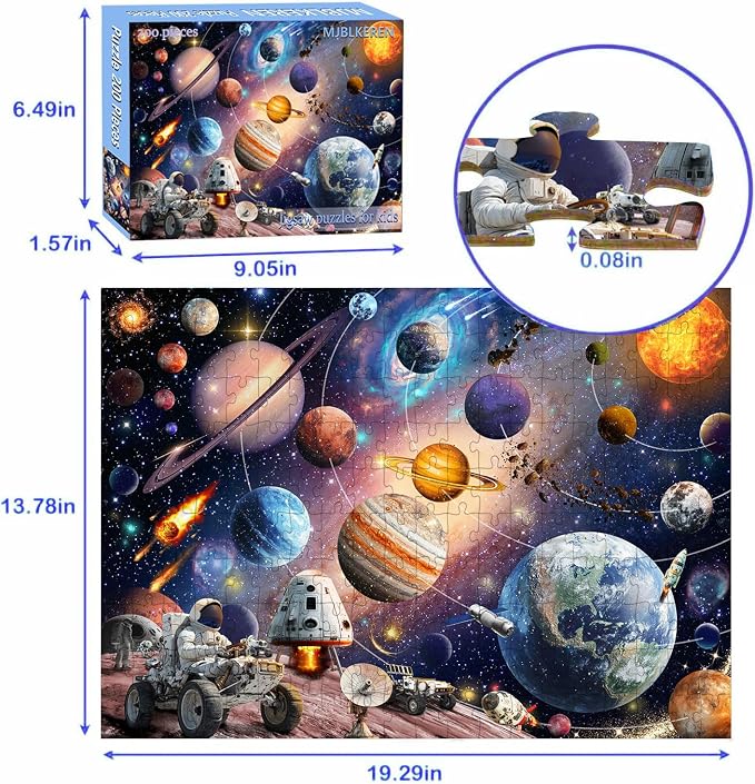 Puzzles for Kids Ages 6-10 Year Old - Solar System Planets, 200 Pieces Space Astronaut Puzzles for Kids Ages 6-8, Learning Educational Toys for Boys and Girls
