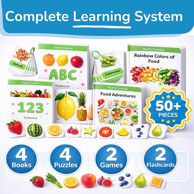 TOYVENTIVE Preschool Activity Set for Boys – Educational Toddler Toys with Flashcards, Matching Games and Montessori Activity Cards for Visual Recognition and Play-Based Exploration – Ages 1