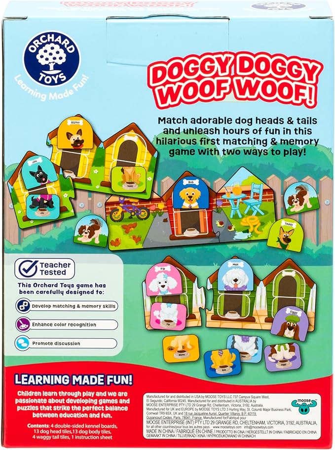 Doggy Doggy Woof Woof. Matching Game for Ages 2-6. Ideal for Developing Memory, with 2 Ways to Play. for 2-4 Players.