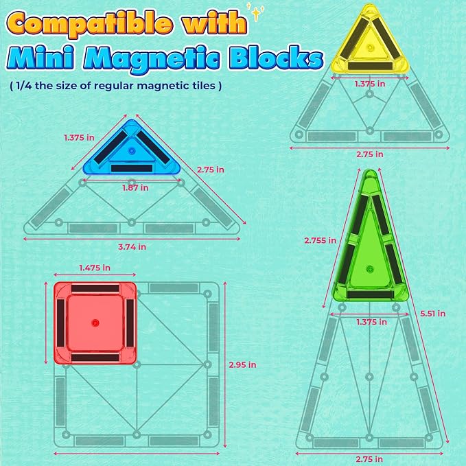 40PCS Mini Magnetic Tiles Toddler Travel Essentials Toys with Case Set, Magnetic Building Blocks Kids Games, Montessori Preschool Education Sensory Toys for 3 4 5 Year Old Boys Girls Birthday Gifts
