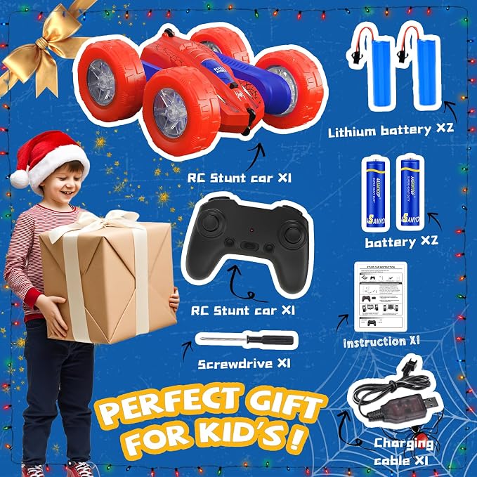 HarworLife Spider Remote Control Car for Boys 4-7, Double-Sided Driving 360° Flips 4WD with Bright Lights for Kids, Fun Outdoor Toys Gifts for Kids Boys Birthday or Christmas Age 4 5 6 7 8 Year Old