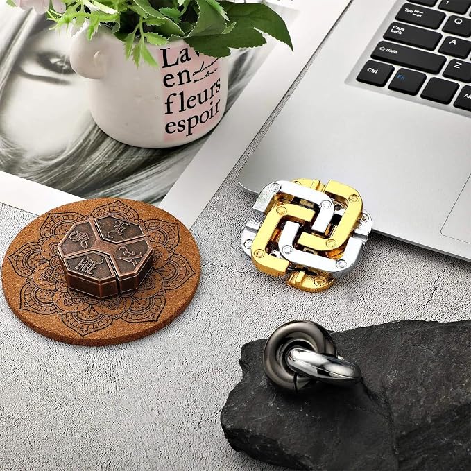 Skylety 3 Pieces Metal Puzzles Brain Teasers Christmas 3D Metal Puzzles Gift for Adults & Teens Iq Logic Games Unlock Interlocking Knot Puzzle Hard Educational(Stylish Style)