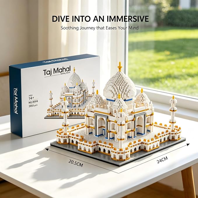 KLMEi Micro Mini Blocks Architecture Taj Mahal Building Set Landmarks Collection Model Kits Idea Presents for Adults Age of 14+ 3950 Pieces