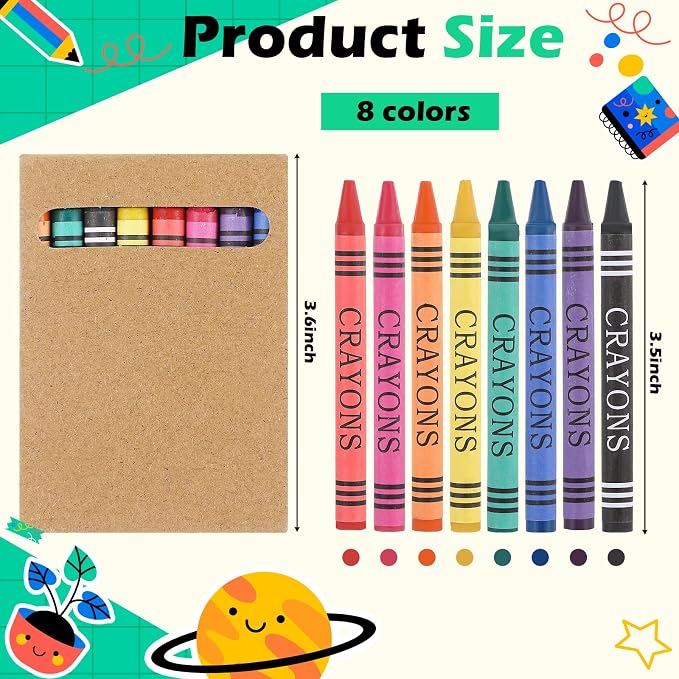 125 Packs Crayons Bulk Back to School Crayon 8 Color Crayon Individual Packs Mini Wrapped Wax Washable Crayons for Student Gifts School Supplies Classroom Rewards Gifts