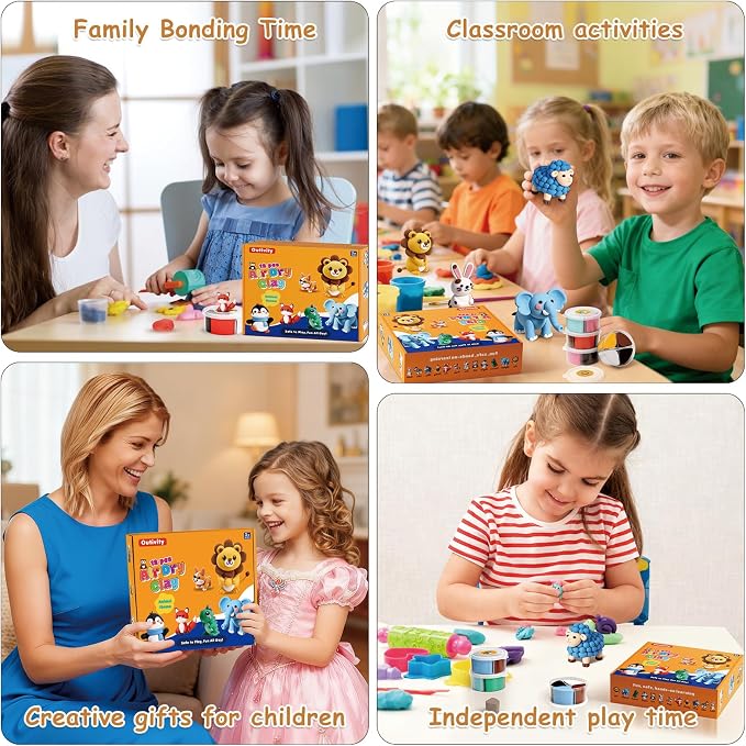 Air Dry Clay Kit for Kids, 12 Animal Crafts Modeling Clay Model Magic, Clay Kits with Sculpting Tools & Tutorials, Safe & Non-Stick DIY Art Crafts, Toys Gift for Ages 3-12 Boys & Girls