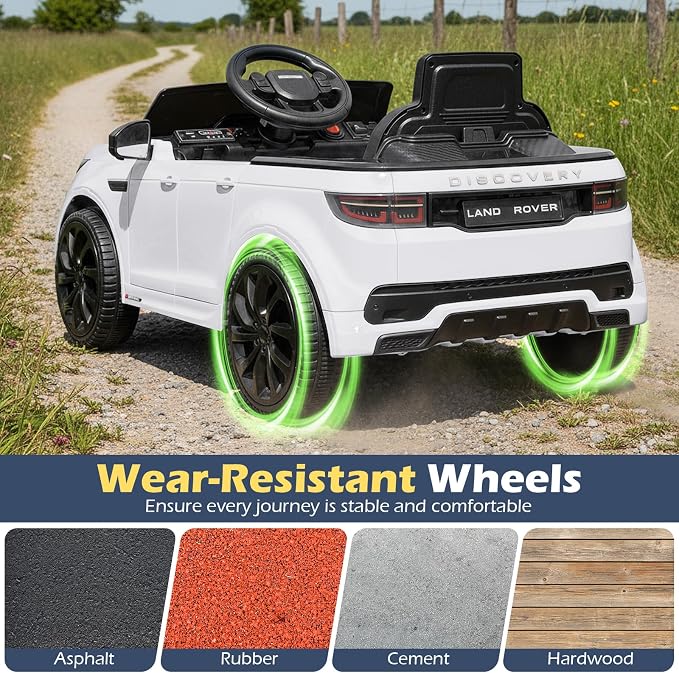Costzon Ride on Car, Licensed Land Rover Discovery Sport Electric Vehicle, 12V Kids Car with Parent Remote Control, Music, Horn, Song, Gift for Aged 3+ (White, 38” x 24” x 17”(L x W x H))