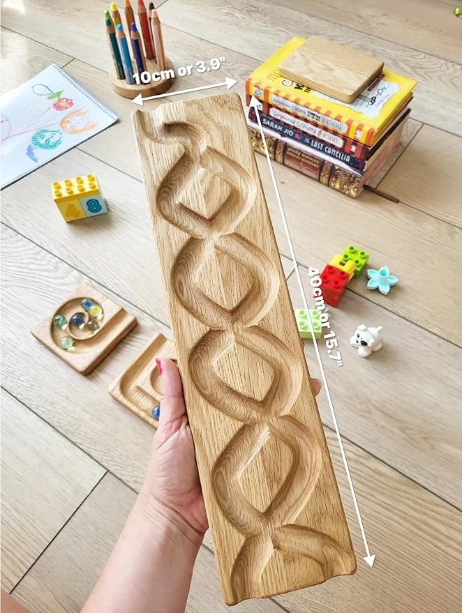 Wooden Marble Run Track – Montessori STEM Toy for Kids – Race Machine & Maze Board – Educational Wooden Roller Track Game – Whirlpool Marble Run Gift for Children