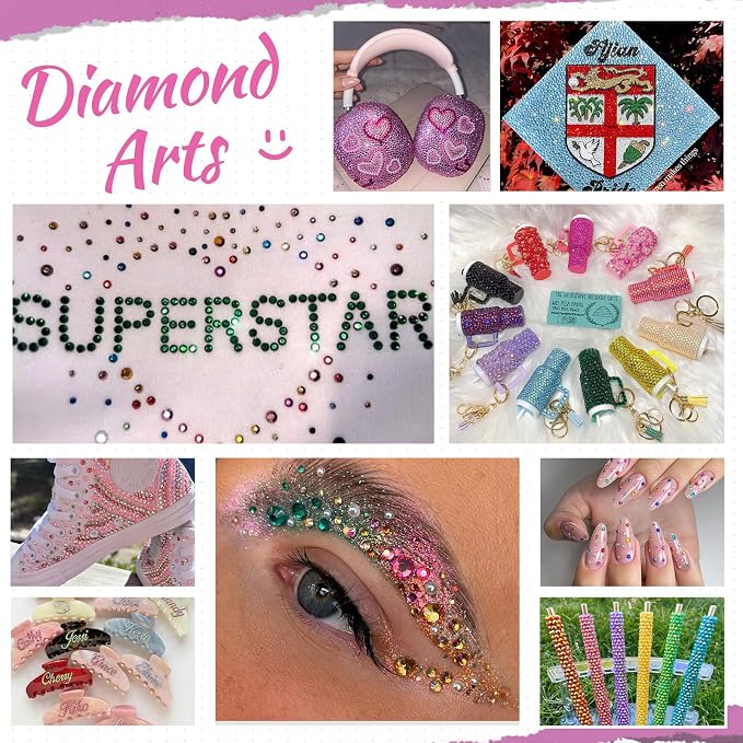 Zefy 40 Colors Resin Rhinestones for Bedazzling, 3mm 40000 Pcs Flatback Gems for Crafting, Bedazzling Kit with 3Pcs B7000 Glue for Clothing Shoes Nail Book Diamond Art