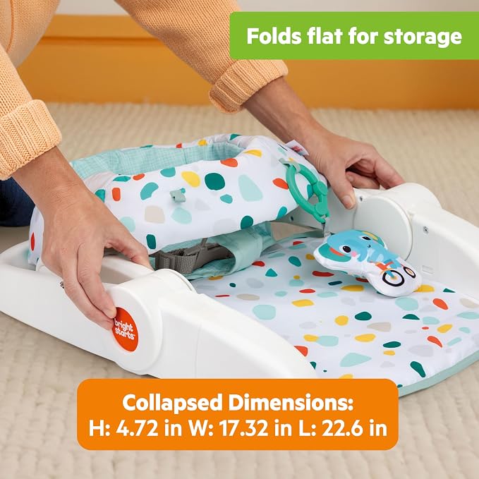Bright Starts Terazzo Neutral 2 Position Baby Floor Seat Foldable Unisex Multi-Coloured