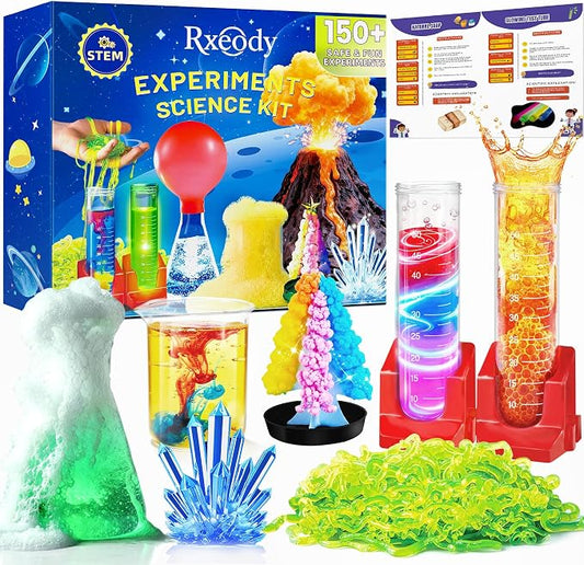 150+ Science Kits for Kids, STEM Activities Educational Science Experiments Gifts with Chemistry Set, Erupting Volcano and Growing Crystal Boys Gilrs Age 4+