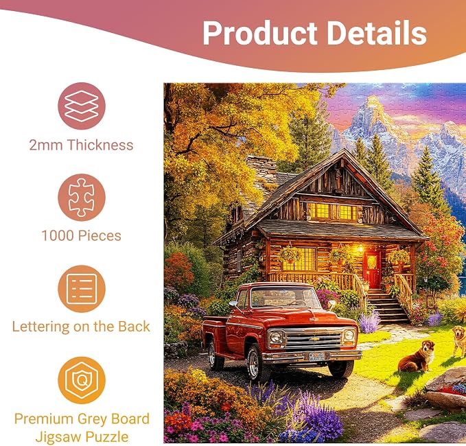Lake Cabin Puzzles for Adults 1000 Pieces, Impossible Hard Difficult Challenging Jigsaw Puzzle 1000 Pieces, Christmas Birthday Gifts Home Decor for Adults/Friends/Family