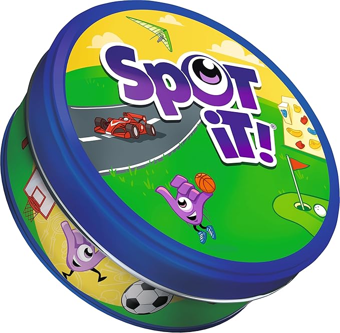 Asmodee Spot It! Sports Card Game (Eco-Blister) - Fast-Paced Matching Featuring 5 Mini-Games, Travel-Friendly Family Fun for Kids & Adults, Ages 6+, 2-8 Players, 15 Minute Playtime