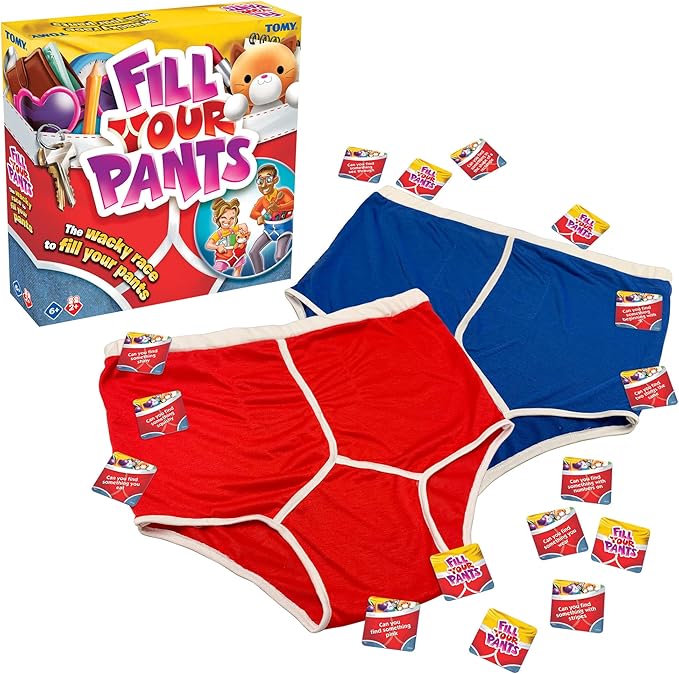 TOMY Fill Your Pants Game - Simple and Fast Paced Family Games for Kids and Adults - Kid Gifts and Activities for Family Night - Ages 6 Years and Up