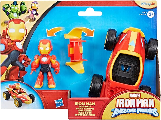Marvel Iron Man and His Awesome Friends Iron Racer Action Figure & Toy Vehicle, 3-Inch Action Figures, Super Hero Toys for Kids, Ages 3+