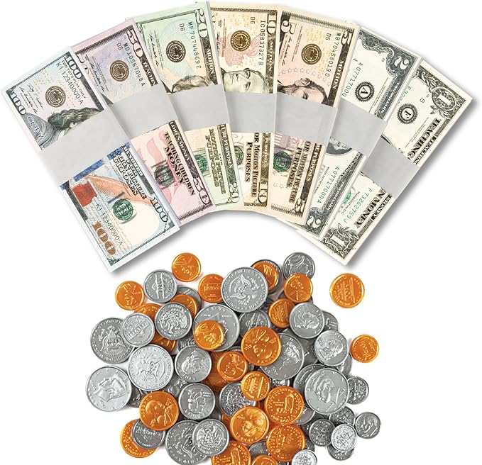 390 Pcs Play Money Kids Set, Number Learning Play for Kids teachingToys, Ages 3 and Up Kid Education Develop Early Math Skills, Birthday Gift Preschool Games for Boys & Girls