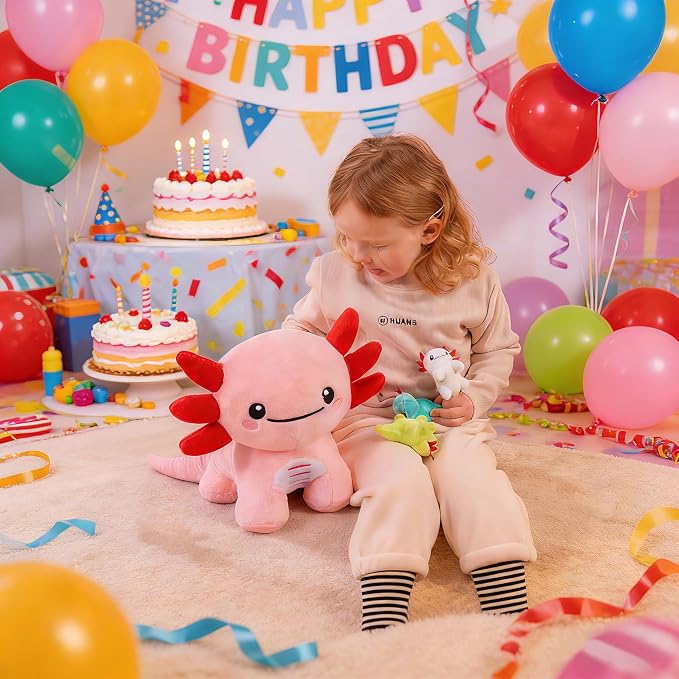 Axolotl Stuffed Animals, Mommy Axolotl Plush with Baby, 5 Pcs Plush Toy for Girl Boy, Birthday Gifts for Girlfriend, Kids