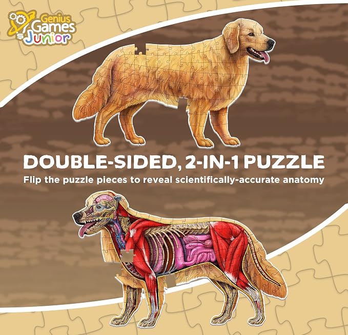 Dog Animal Anatomy Floor Puzzle | 100-Piece Double-Sided Jigsaw Puzzle | Large Floor Puzzle for Kids Ages 4–8, 3–5, 8–10 | Fun and Educational STEM Toy for Kids, Toddlers, and Families