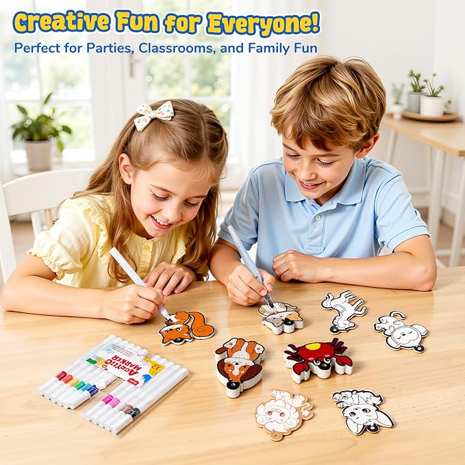 JoyCat 3D Art Kit- DIY Foam Texture Painting Kit, Animals Magic Puffy Paint Kit, 20 Pcs Mess-Free Paint Craft for Kids, DIY Color Activity, Creative Gift for Girls & Boys Ages 4, 5, 6, 7, 8, 9, 10