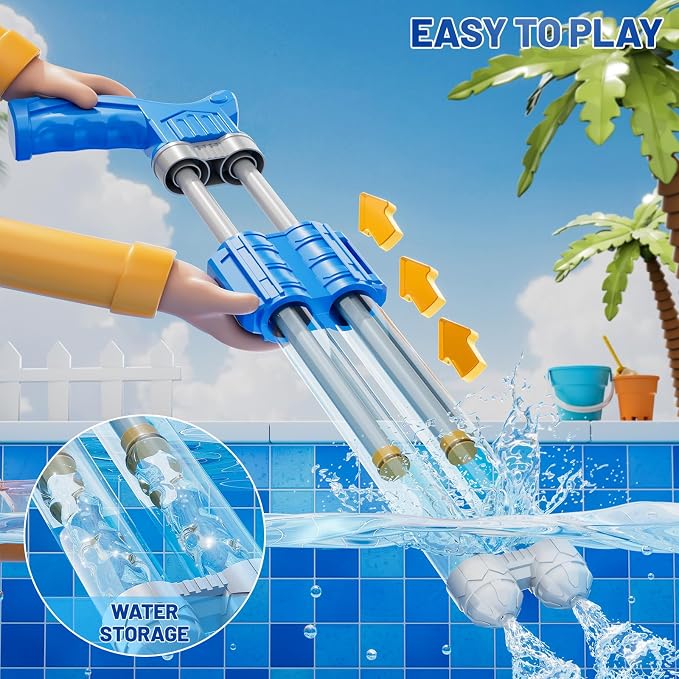 4 Packs Double-Nozzles Water Blaster Pool Toys Set for Kids Ages 3 4 5 6，Pool Beach Water Squirt Guns with Long Shooting Range and Ergonomic Handles, Outdoor Summer Gifts for 3-6 4-8 Year Boys Girls