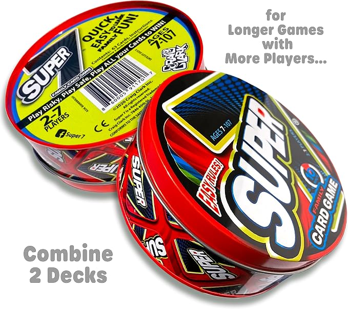 Super 7 Family Card Game Collectible Tin – for Kids and Adults, Family Game Night, Fast Games, Easy to Learn, 2-7 Players, Ages 7 to 107!
