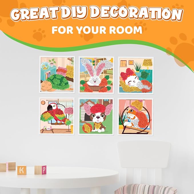 jackinthebox Poke Poke Art – Pets Theme, Mess-Free Fabric Art and Craft, Flower Pressing Kits, Gift for Kids, Gifts for Girls and Boys Ages 4 5 6 7 8