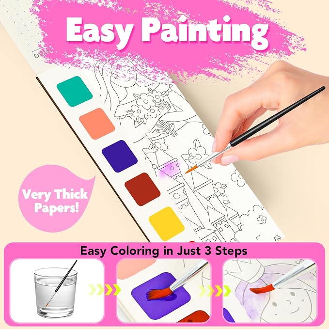 Water Coloring Book,Paint with Water Books for Kids Ages 3-5,Watercolor Painting Book for Toddlers 4-6,Creative Arts and Crafts & Airplane Travel Essentials for Boys Girls