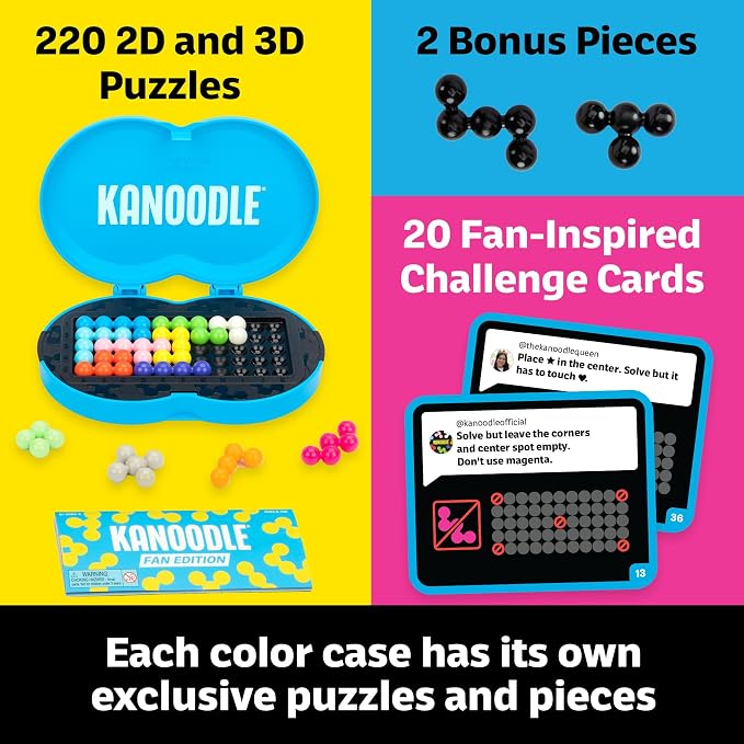 Educational Insights Kanoodle Fan Edition - 20th Anniversary (Cyan) - 3D Puzzles for Kids, Teens, and Adults, Brain Teasers for Kids 8-12, Challenging Logic Puzzles, Single Player Puzzle Toys