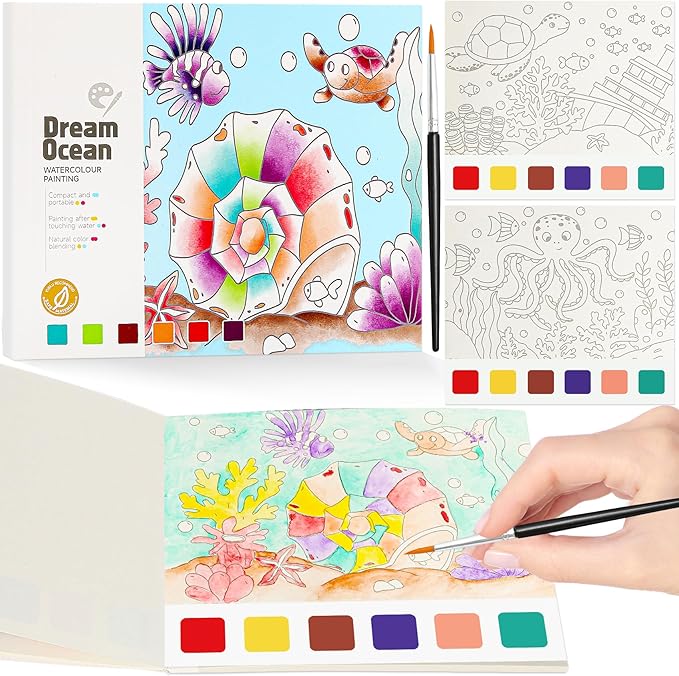 Water Coloring Book,Paint with Water Books for Kids Ages 3-5,Watercolor Painting Book for Toddlers 4-6,Creative Arts and Crafts & Airplane Travel Essentials for Boys Girls