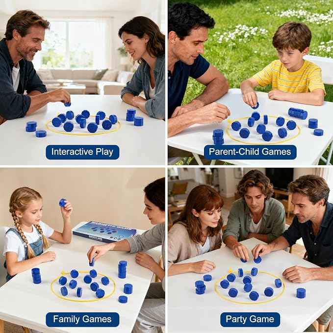 Magnetic Chess Game with 24 Full-Size Stones, Magnet Game with 3 String & Portable Storage Bag, Strategy Board Game for Family Game Night, Indoor Outdoor Use for Kids Adults