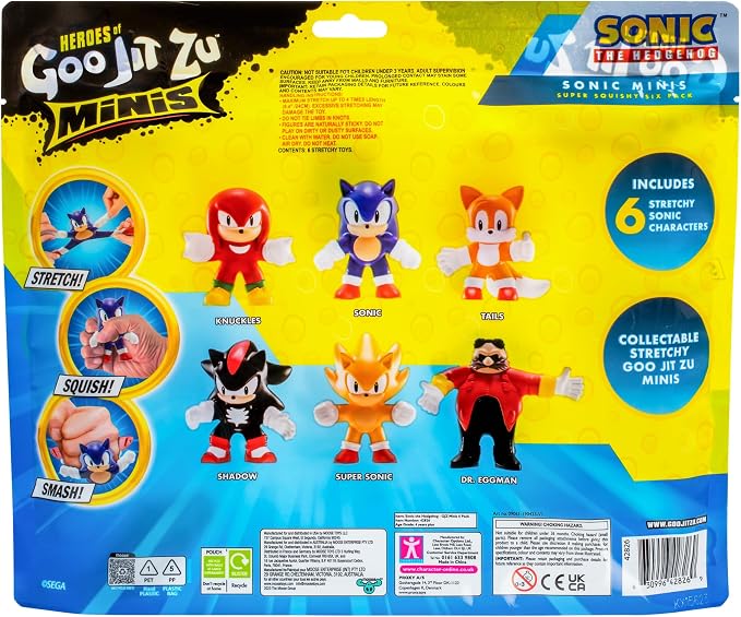 Heroes of Goo Jit Zu Minis Sonic 6 Pack - Collectible Goo JIT Zu Stretchy Minis, 6 Stretchy Sonic Characters