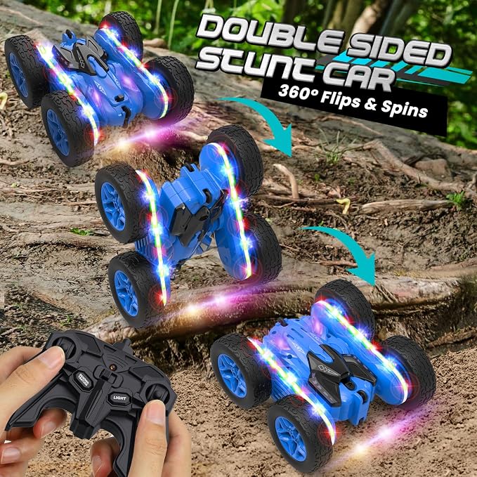 TOY Life Kids Stunt Remote Control Car 2.4G HZ Remote Control Cars RC Stunt Car Remote Control Toys for Boy & Girl RC Stunt Car Double Sided 360° Rotating Cars Birthday for Kids