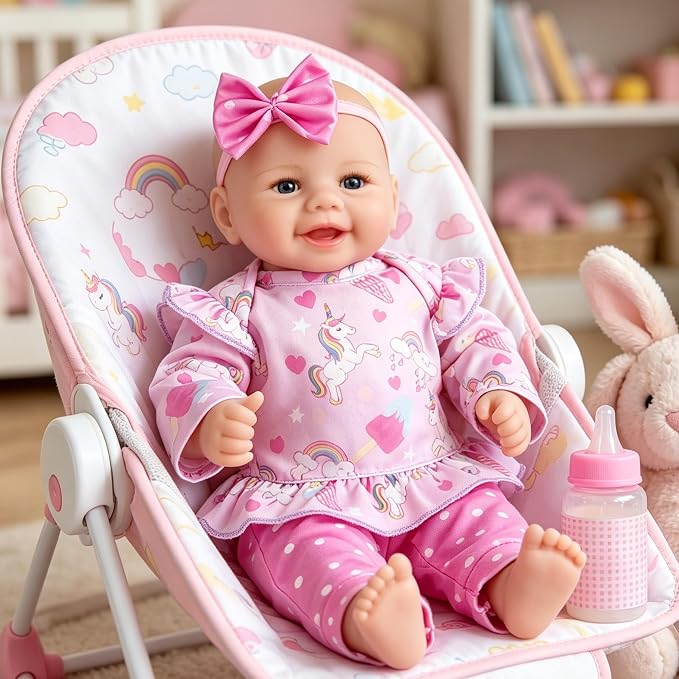 Milidool Baby Dolls - 17Inch Cute Realistic Baby Doll Poseable Smiling Real Life Baby Dolls with Complete Accessories for 3+ Years Old Gifts