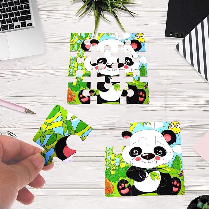 SANNIX 12 Pack Jigsaw Puzzles for Toddlers Wooden Animals Jigsaw Puzzles 9 pcs with 12 Organize Bags for Kids Ages 3 Preschool Educational Puzzles Learning Travel Toys for Boys and Girls