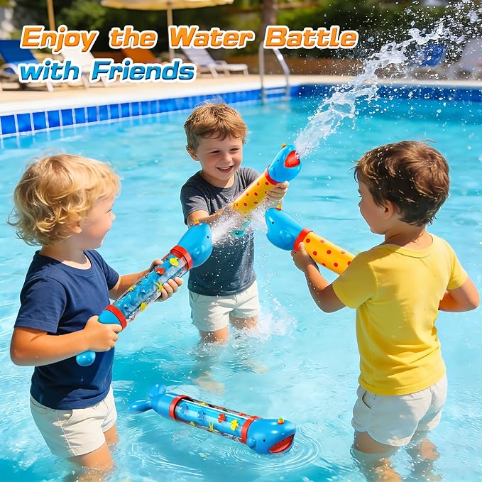 4 Pack Animal Shape Water Gun Blasters for Kids Ages 3-5 4-8, Water Shooter Waterproof Squirt Soakers, Pool Beach Summer Party Toys, Outdoor Water Play Games for Boys Girls Ages 3 4 5 6 7 8 9