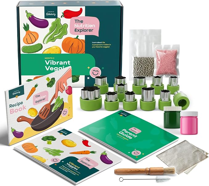 Baketivity Vibrant Veggies Box – Kids Nutrition Kit, STEM Science Kit for Kids, Preschool Learning Activities, Homeschool Supplies, Hands-On Kids Activities, Birthday Gifts for Kids