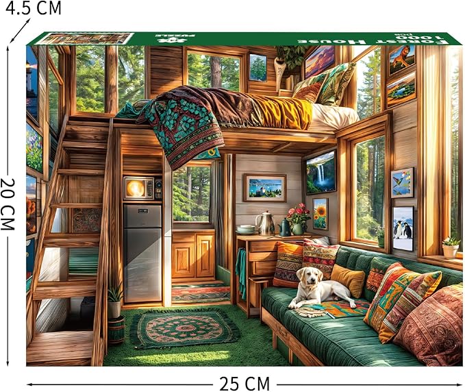 Forest House Puzzles for Adults 1000 Pieces, Letters on Back, Hard Difficult Challenging, Precise Interlocking Pieces, Gifts for Father's Day