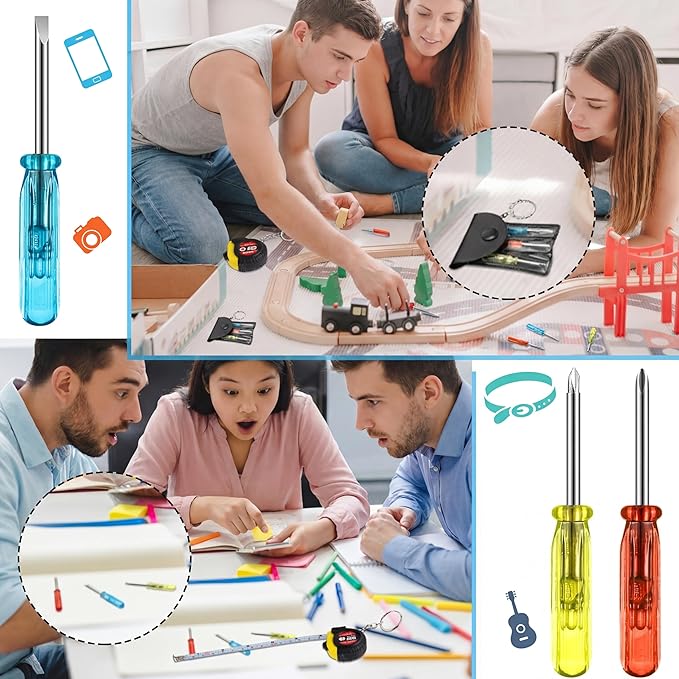 Jutom 162 Pcs Mini Construction Helmet Keychains Tape Screwdrivers Tool Adult Men Gifts Bulk for Easter Egg Stuffers Father's Day Construction Party Favors Gifts