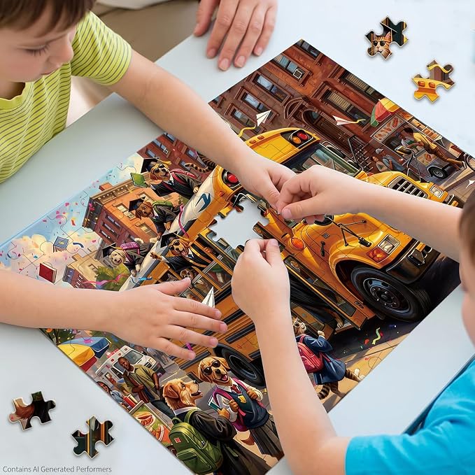 100 Pieces Puzzles for Kids Ages 4-8, Bus Educational Kids 100 Piece Puzzle, Children Jigsaw Puzzles Kids Puzzles, Educational Learning Puzzle Toys for Girls and Boys