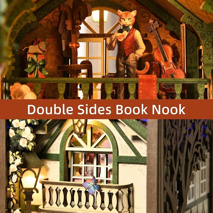 TOYQI Book Nook Kit, DIY Miniature Dollhouse Kit for Adults and Teens | Booknook Tiny House Kit Bookshelf Decoration 3D Wooden Puzzle Bookend