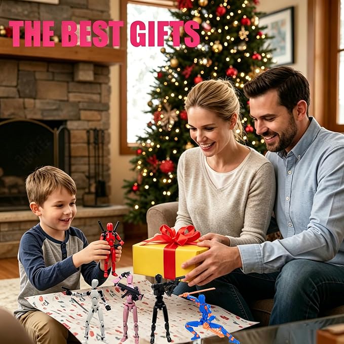 6 Packs T13 Action Figure Set (Assembly Completed), 3D Printed Multi-Jointed Movable Dummy 13，Titan13 Action Figure, Action Figure Desktop Decorations for Game Lovers Toy, Christmas Birthday Gift
