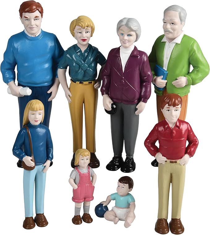 Creative Minds Marvel Education Caucasian Family Toy Figure Set for Kids Ages 3+, Set of 8 Inclusive and Diverse Dollhouse Toy Figurines, Multicolor