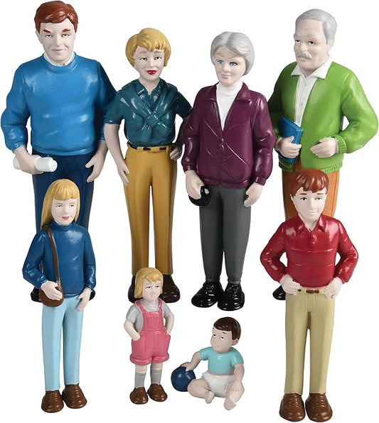 Creative Minds Marvel Education Caucasian Family Toy Figure Set for Kids Ages 3+, Set of 8 Inclusive and Diverse Dollhouse Toy Figurines, Multicolor