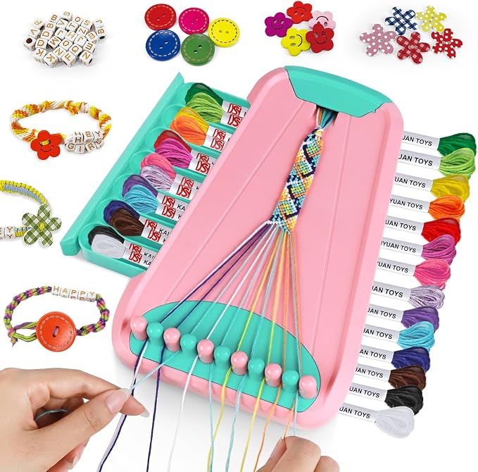 CEUCAL Bracelet Making Kit for Girls - Friendship Bracelet Kit - Birthday Gifts for Ages 6 7 8 9 10 11 12 Year, Arts and Crafts for Kids Ages 8-12 Teen String Bracelets Maker Pink