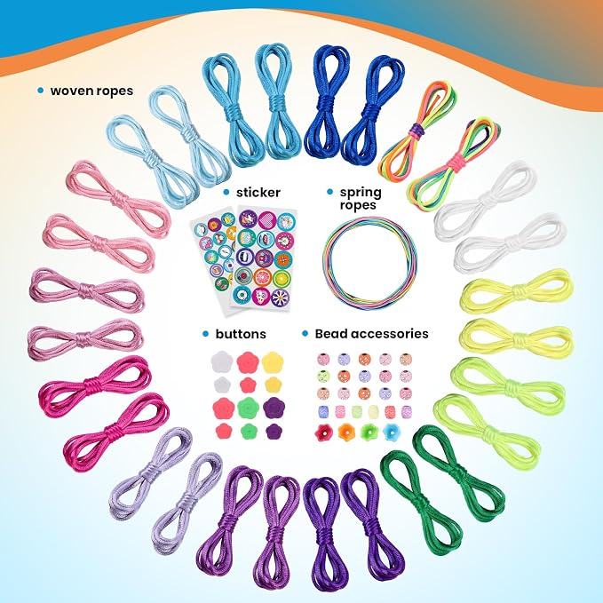 DDAI Friendship Bracelet Refill Pack for Kids 6+ – Bracelet Making Refill Supplies with Extra Cords, Charms & Stickers, DIY Arts and Craft Accessories