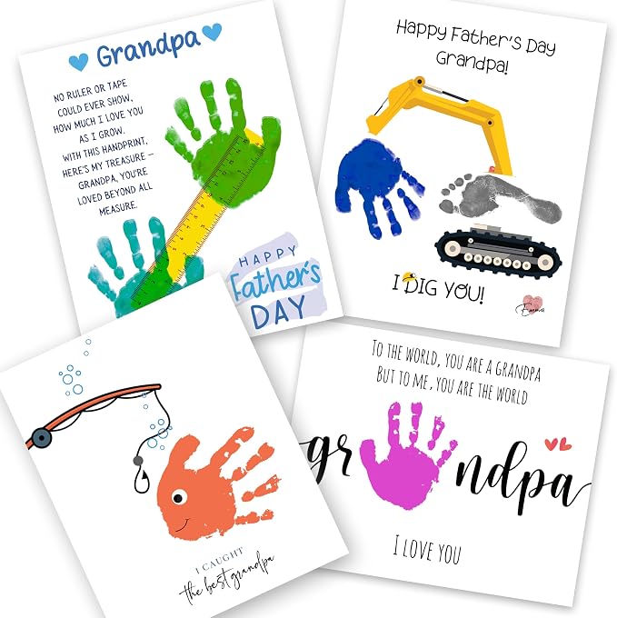 Grandpa Handprint Craft Kit, Pack 4 Personalized Heartfelt Father’s Day Gift for Grandpa from Grandkids, DIY Keepsake Art to Create Meaningful Memories Together, A Little Hand - A Lifetime of Love