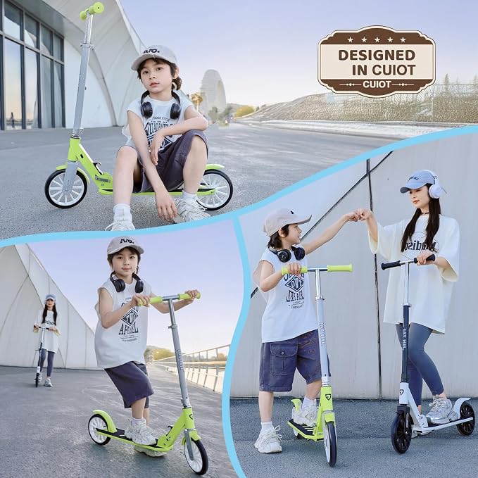 Kick Scooter for Ages 6+,Kid, Teens & Adults, Foldable, Lightweight 8IN Big Wheel Scooters -Max Load 260 LBS, Height Adjustable, Bearing ABEC9