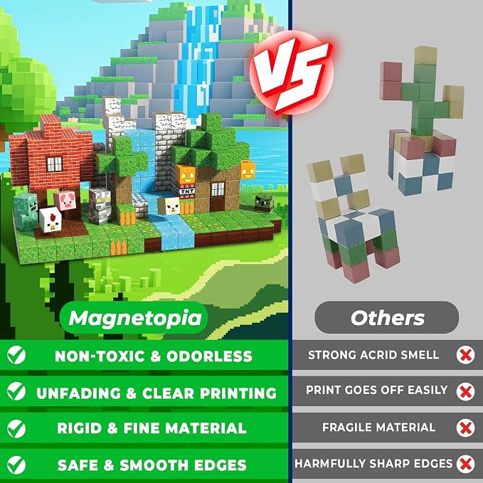 300 PCS Magnetic Blocks - Magnetic Building Blocks Cubes, Magnet Toys for Kids Age 3+, Toy Building Set for Kids, Magnets Stacking Construction Easter Birthday Gifts for Boys Girls Age 4-8, 8-12