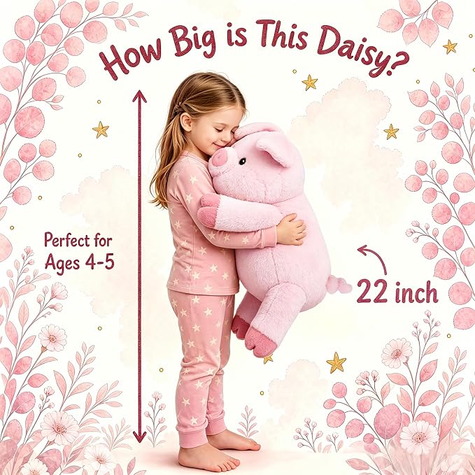 gnomantic Pig Weighted Stuffed Animals - 22 Inch 4.5 Pounds Weighted Plushies Pig - Big Plush Stuffed Animals Pillow - Cute Plush Toys Gifts for Kids & Adults