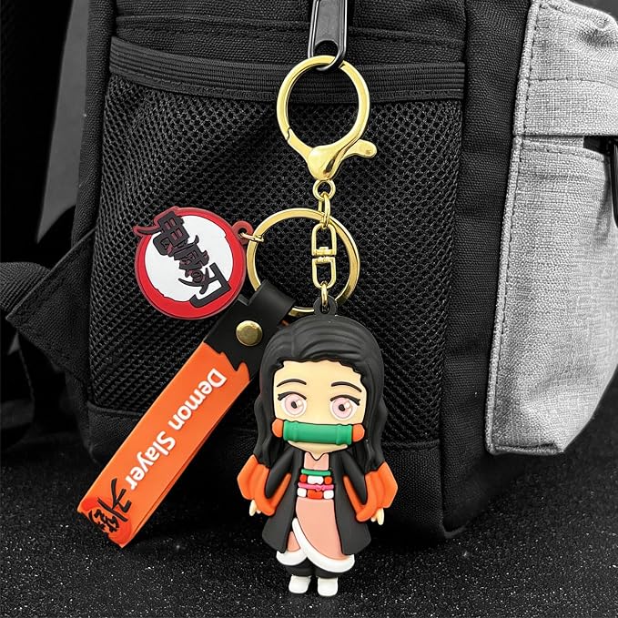 Anime Slayer Novelty Keychain, Collectable Cartoon Mini Figure, Cute Fun Keyring Jewelry Gift for Men and Women